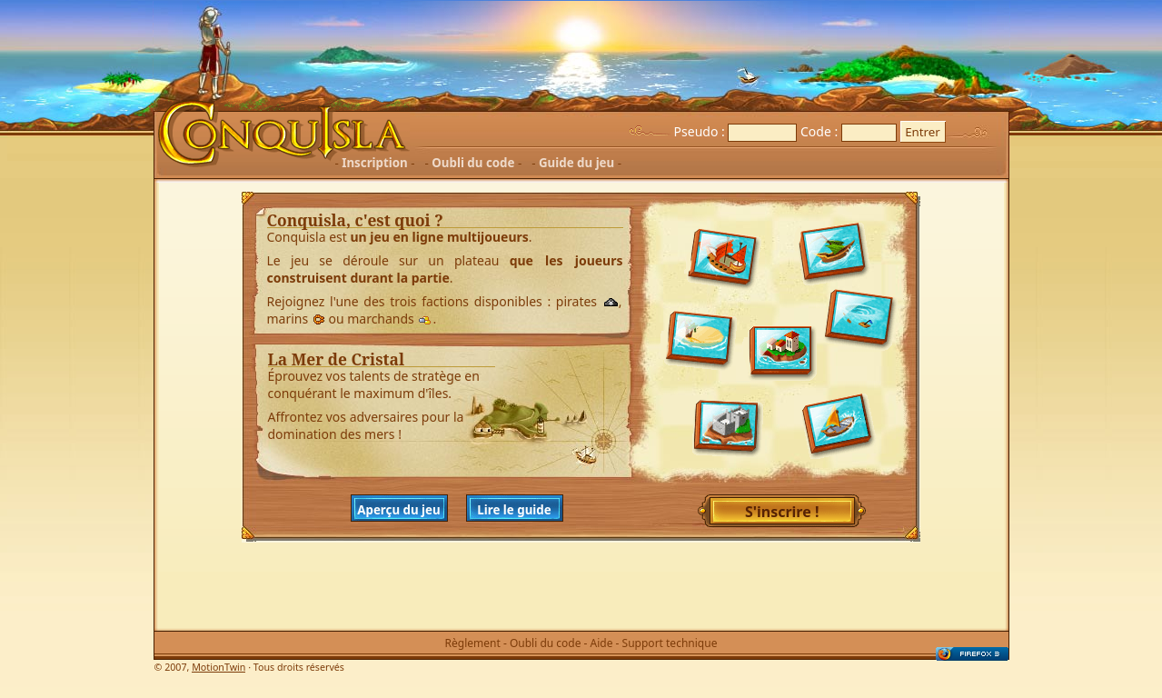 Capture d'écran de l'accueil